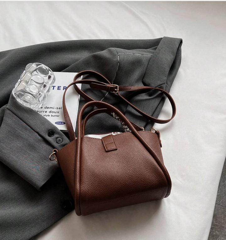 Lychee Texture Solid Color Fashion Lock Buckle PU Zipper Handbag & Scarf Decoration