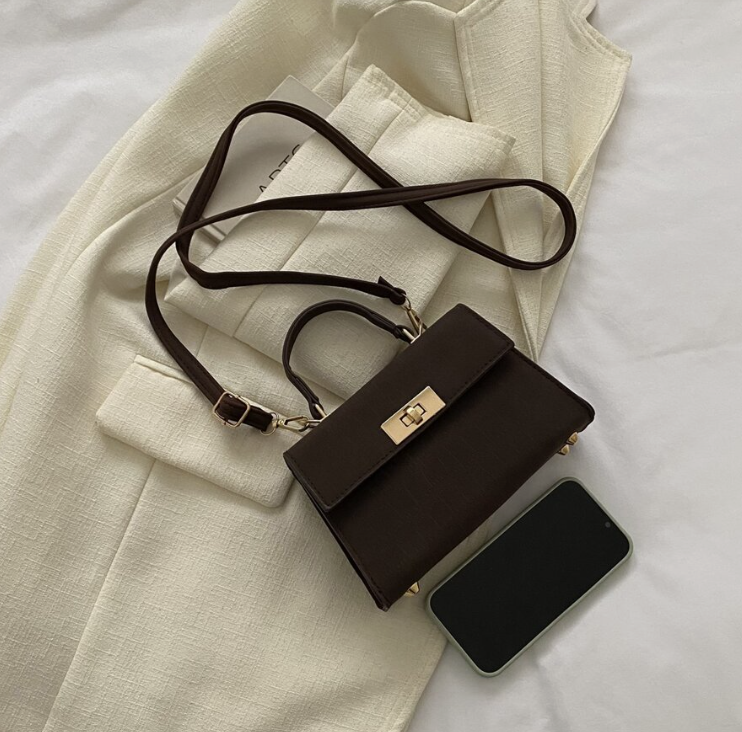 Crocodile Embossed Twist Lock Flap Square Bag