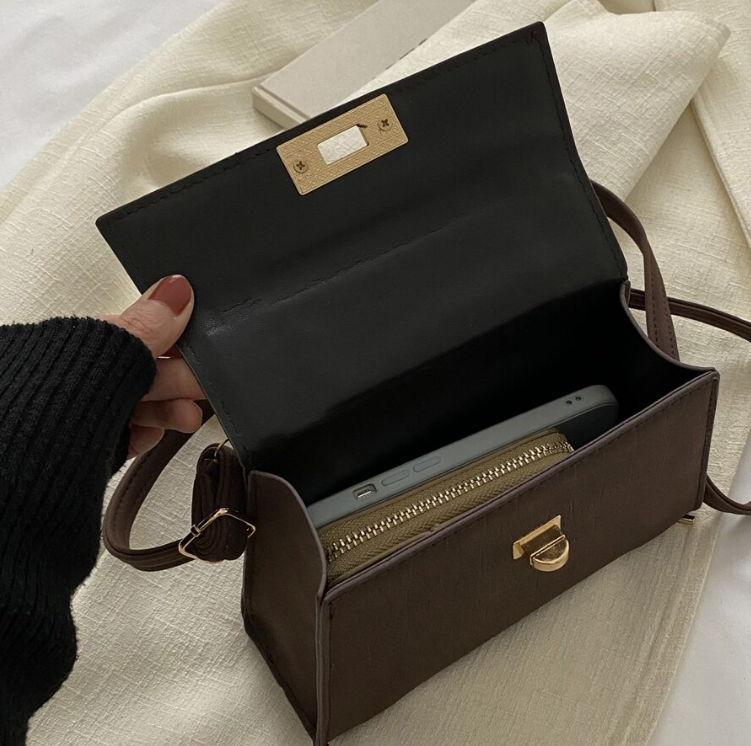 Crocodile Embossed Twist Lock Flap Square Bag