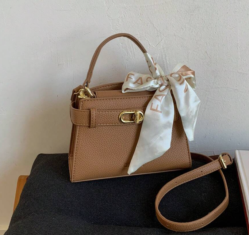 Low tea brown Lychee Pattern Ladies Handbag